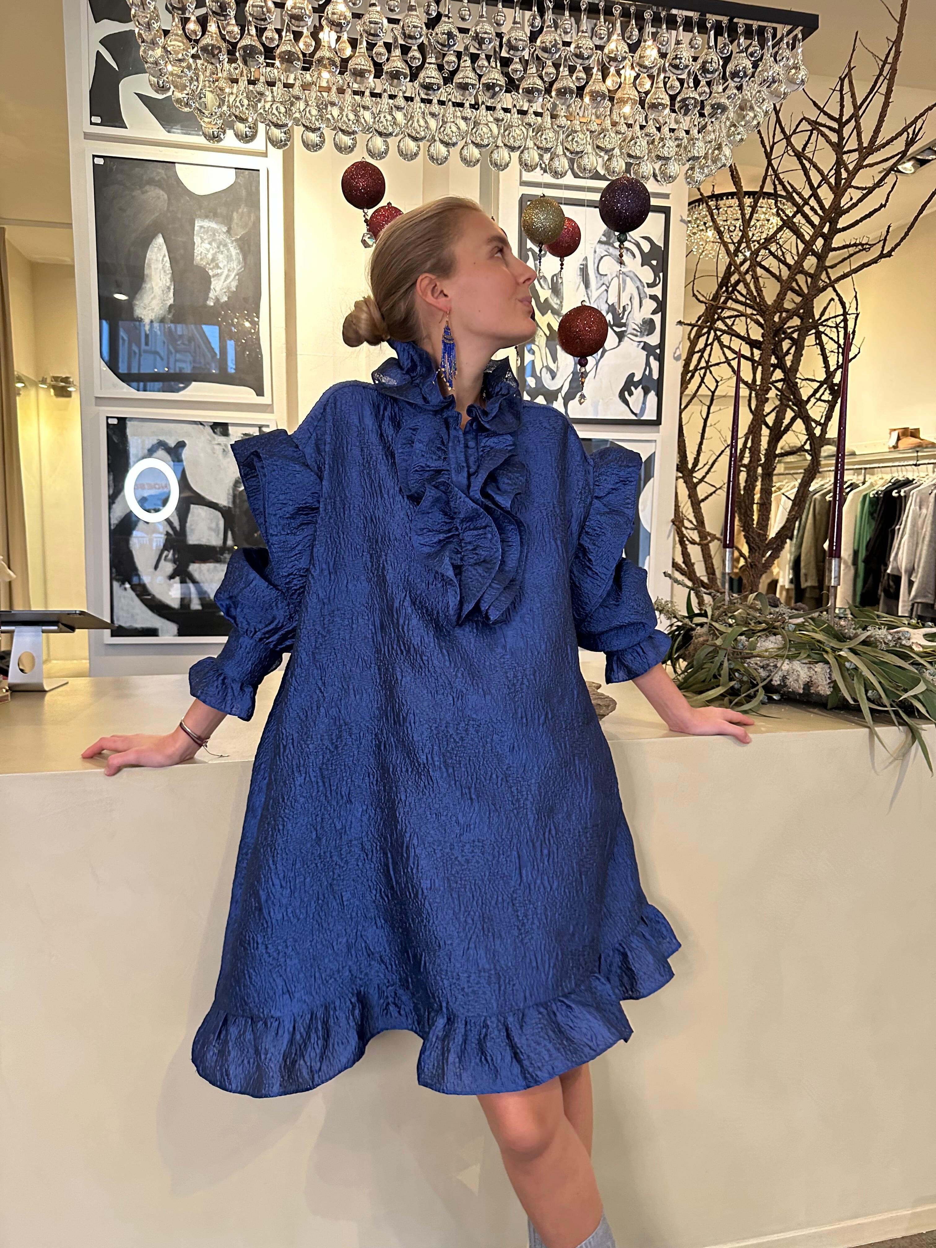 joseph blue dress Dion Fluid Crinkle Dress